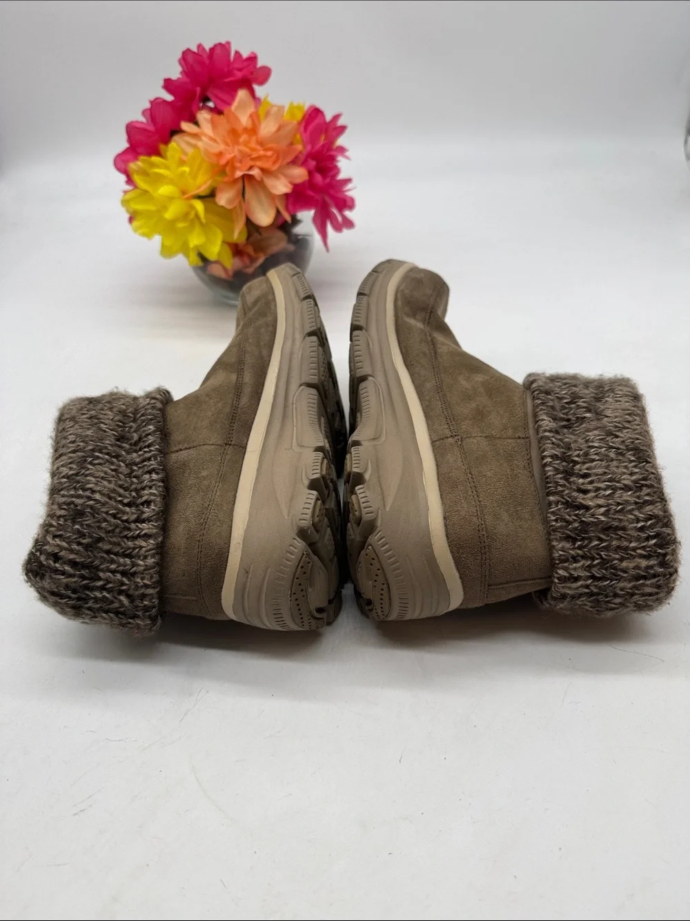 Skechers Relaxe Women’s Cozy Fold-Over Suede Ankle Boots- Brown Size 8 MCA10324L